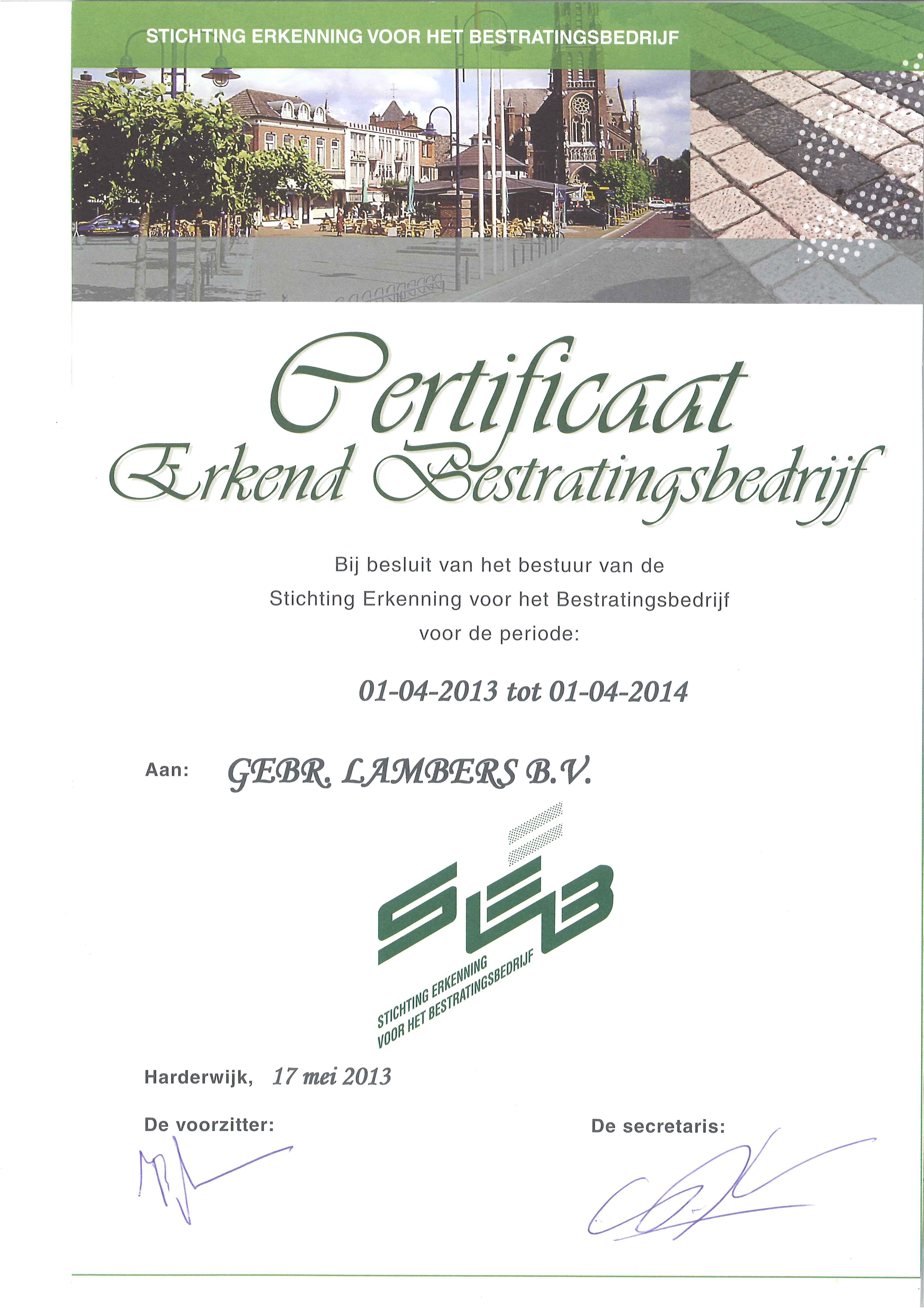 SEB-erkenning 2013-2014